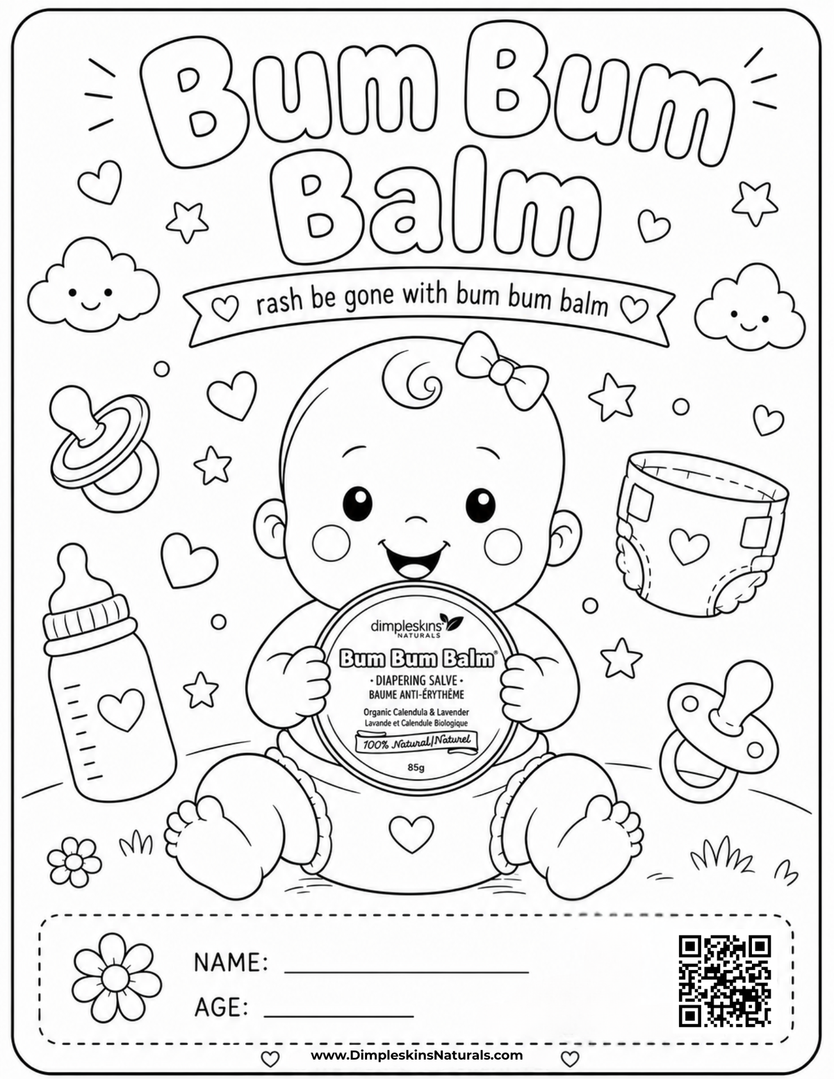 Bum Bum Balm Colouring Page