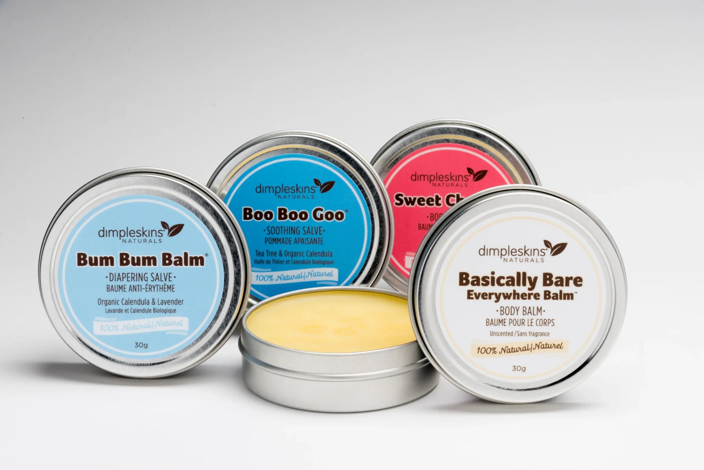 Dimpleskins Naturals line of 100% natural balms and salves for babies | Bum Bum Balm Diapering Salve for diaper rash